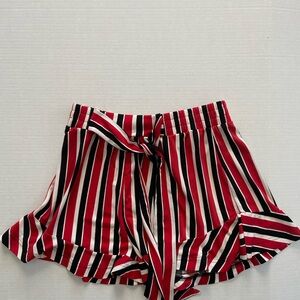 Express Red, Black and White Striped Flowy Shorts S
